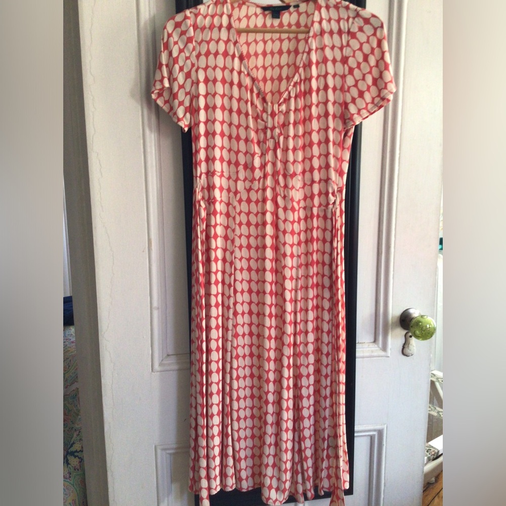 BODEN dress 10R, coral with beige
